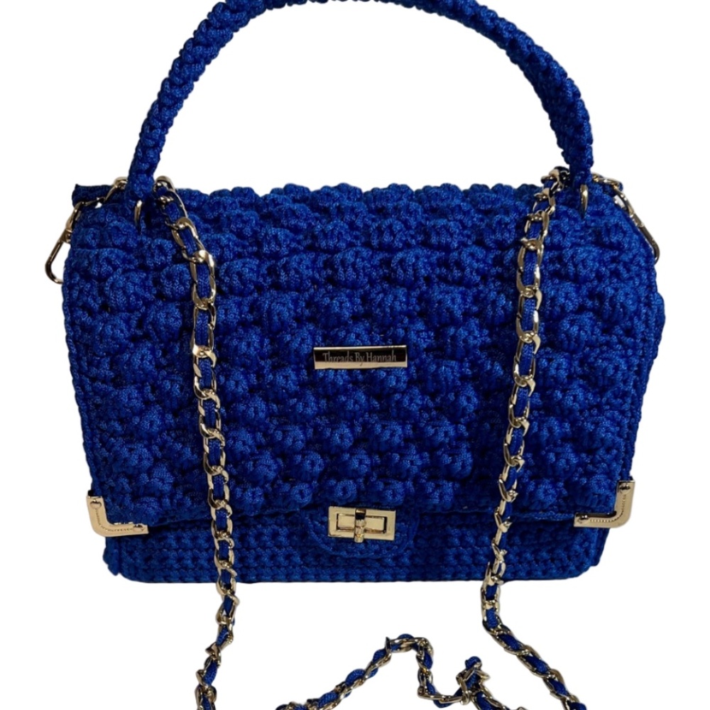 Handmade Blue African Print Satchel Shoulder Handbag